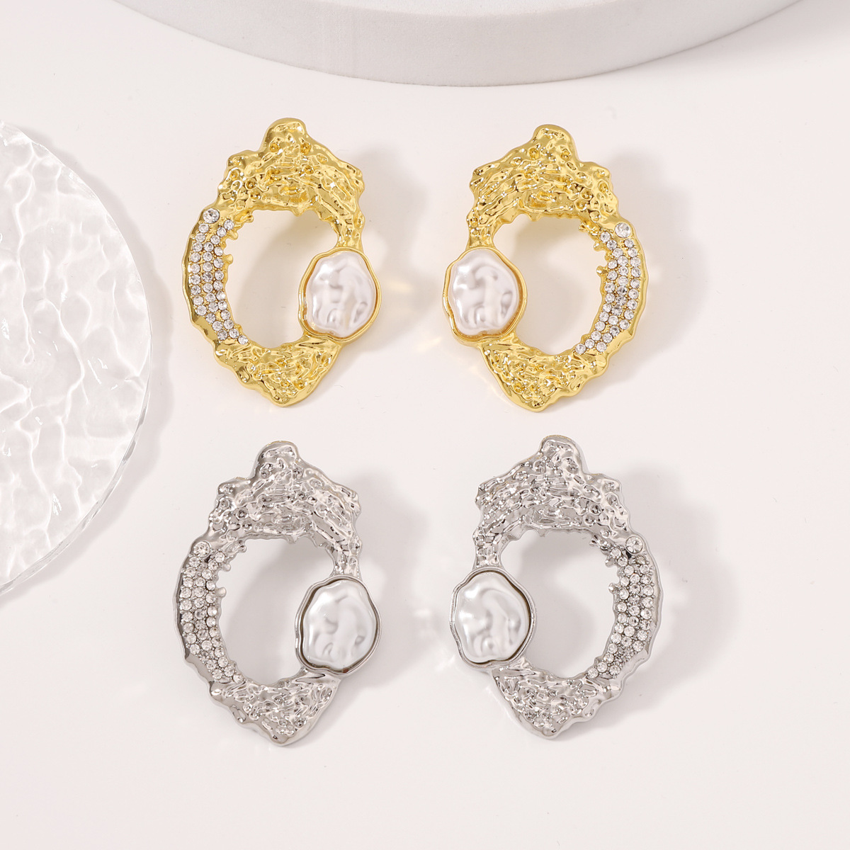 Women'S Fashion E Commerce - Yiwu jewelry e-commerce geometric diamond-encrusted pearl