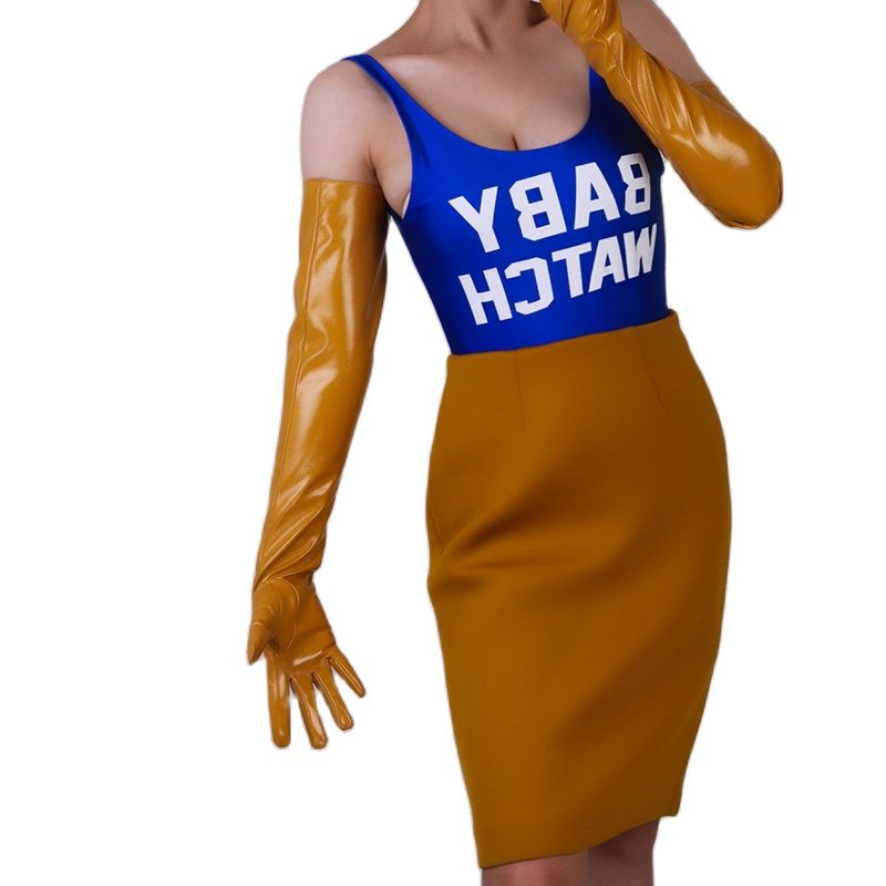 Women Fashion Over 60 - 60cm Extra Long Patent Leather Gloves