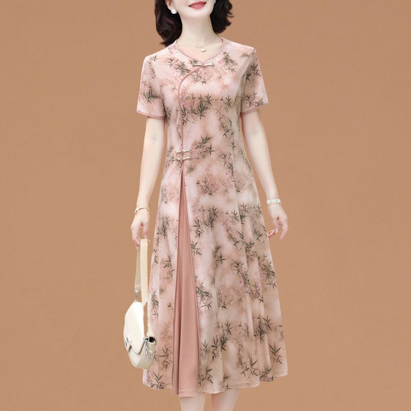 Elegant Short-Sleeved  Dress f - Women Fashion Over 60 review and price