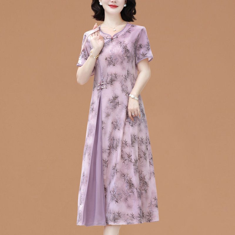 Elegant Short-Sleeved  Dress f - Women Fashion Over 60 review and price