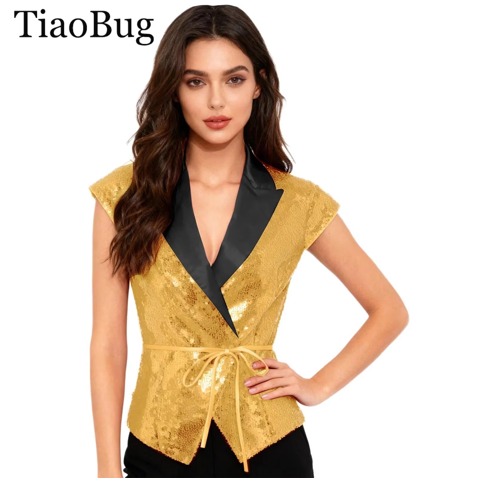 Women Sequin Vest V-neck Label - Women'S Fashion Labels review and price