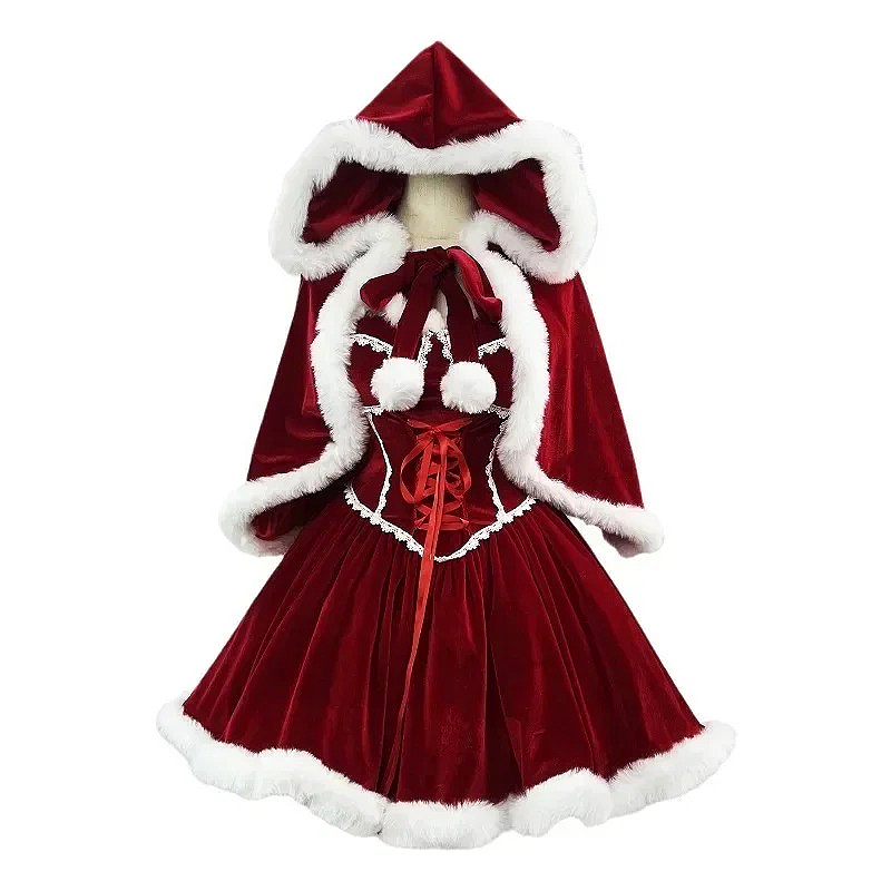 New Year Red Dress Cloak Cospl - Women Fashion Reddit review and price