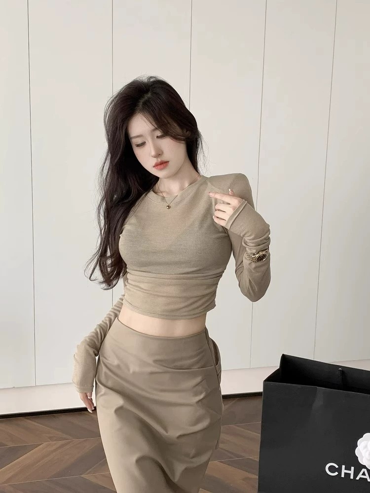 Y2K Sexy Shoulder Pads Long Sl - Crop Top Women review and price